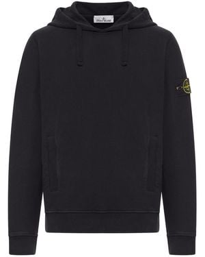 Stone Island Logo Cotton Hoodie - Blue