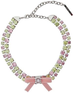 YVMIN X SHUSHU TONG Necklace With All-Over Gemstone Embellishments And Bow Detail - Metallic