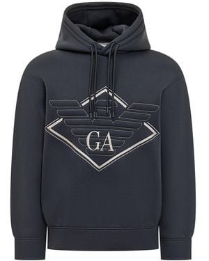 Emporio Armani Hoodie With Logo - Blue