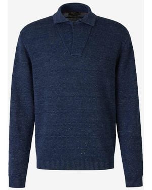 Loro Piana Linen And Cotton Polo - Blue