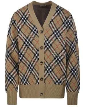 Burberry V-Neck Cardigan With Buttons - Natural
