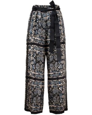 【送料&関税込】'S Max Mara Cinzia Printed Silk Pants Printed silk belted trousers, ultramarine | 