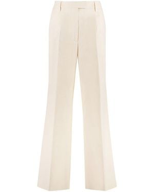 Prada High-Rise Cotton Trousers With Four Pockets - White