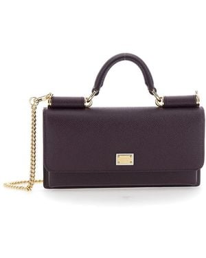 Dolce & Gabbana Handbag With Logo Plaque - Purple