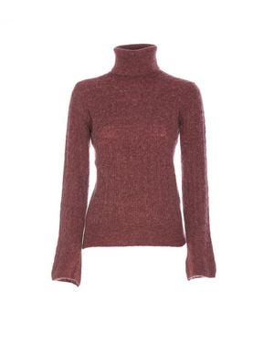 Liu Jo Burgundy Knitted Turtleneck Jumper - Purple