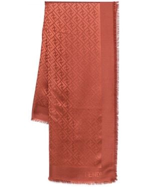 Fendi Ff Silk And Wool Scarf - Red