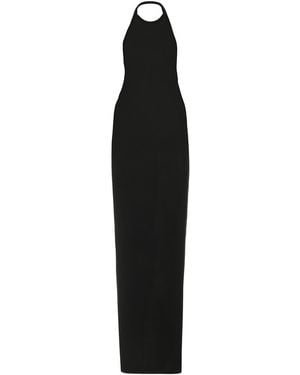 Saint Laurent Wool-Blend Open-Back Mini Dress - Black