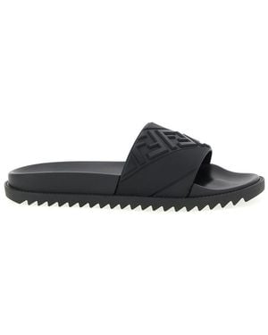 Fendi Logo Band Slides - Black