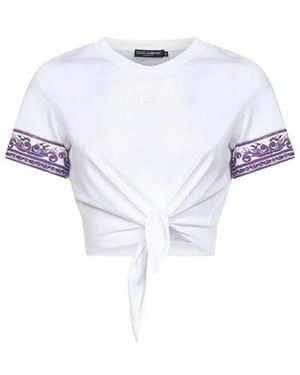 Dolce & Gabbana Cotton T-Shirt With Logo Application - White