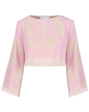 Zimmermann Logo Towelling Cropped Top - Pink