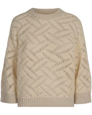 Peserico Lace Knit Alpaca Yarn Jumper - Natural