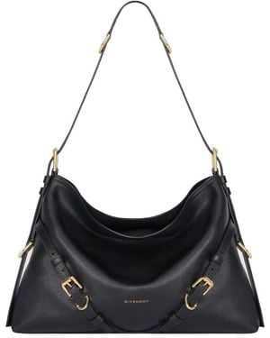 Givenchy Voyou Medium In Glossy Leather Bags - Black