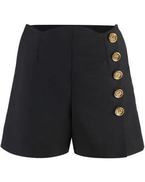 Givenchy Wool Mini Shorts With Button Front - Blue