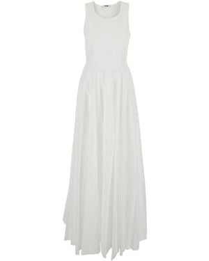 Grifoni Long Sleeveless Dress With Draped Details - White
