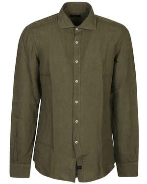 Fay Linen Long Sleeve Button-Down Shirt - Green