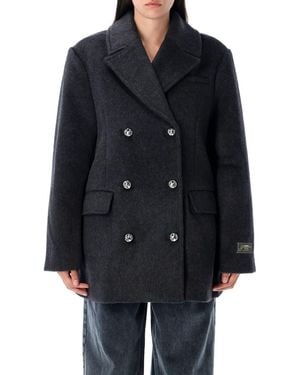 Ganni Double Wool Peacot - Black