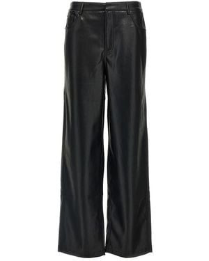 ROTATE BIRGER CHRISTENSEN Wide-Leg Five-Pocket Pants With Leather-Effect Finish - Black