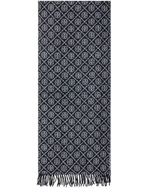Tory Burch Scarf With Geometric Pattern - Gray