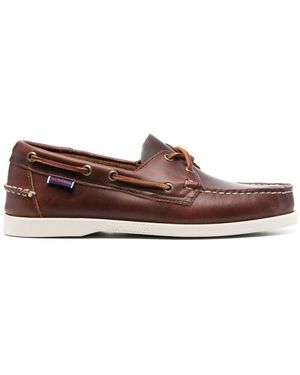 Sebago Brown Waxed Leather Yachting Loafers