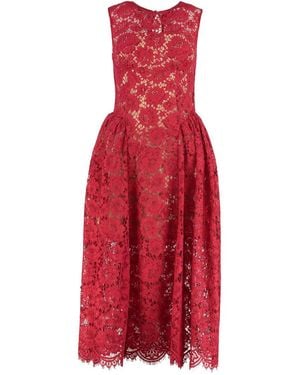 Self-Portrait Lace Midi Dress - Red