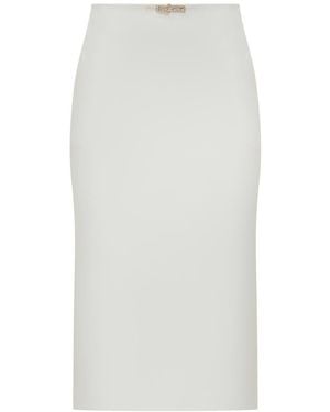 Elisabetta Franchi Lightweight Double Crepe Skirt With Jewel Detail - White