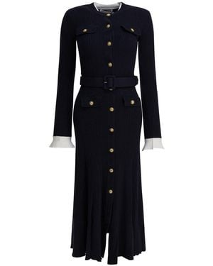 Self-Portrait Viscose Knit Midi Dress - Blue