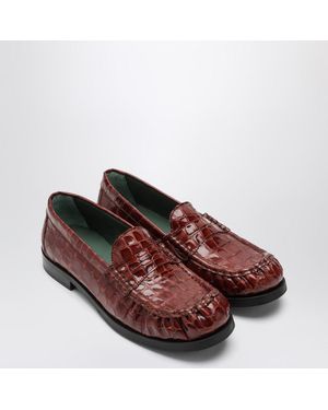 VINNY'S Ogee Moccasins With Crocodile Print - Red