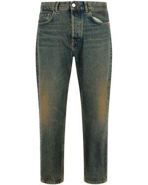 AMISH 'Jeremiah' Dirty Cotton Jeans - Green