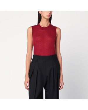 6397 Bordeaux Semi-Sheer Tank Top - Red