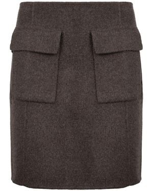 P.A.R.O.S.H. Virgin Wool Double Skirt - Brown