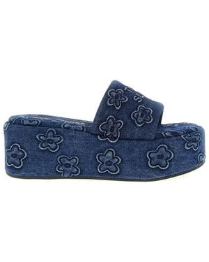 Marc Jacobs 'The Puffy Daisy Denim Platform Sandal' Slides - Blue