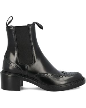Saint Laurent 50Mm Vicent Leather Brogue Chelsea Boots - Black