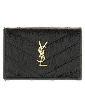 Saint Laurent Cassandre Matelassé Wallet - Black