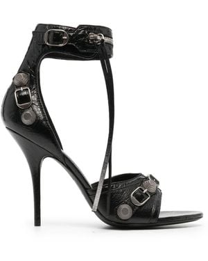 Balenciaga Cagole 110Mm Leather Sandals - Black