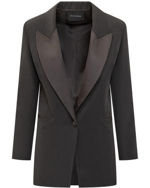 ACTUALEE Black Blazer With Satin Rever