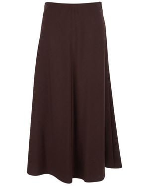 Brunello Cucinelli Bordeaux Midi Skirt With High Waist And Flared Hem - Brown