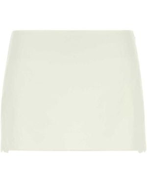 Miu Miu Ivory Linen Blend Mini Skirt - Natural