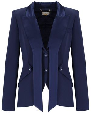 Elisabetta Franchi Oltremare Crepe Smoking Jacket - Blue