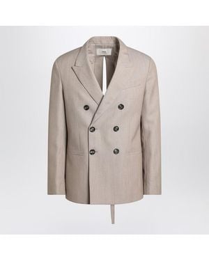 Ami Paris Double-Breasted Jacket - Brown