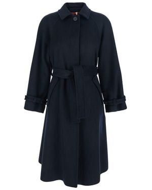..,merci Coat With Classic Collar And Front Belt - Blue