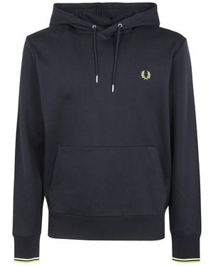 Fred Perry Tipped Hooded Sweatshirt - Blue
