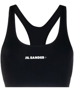 Jil Sander Cropped Sports Top With Wide Neckline - Black