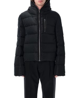 Rick Owens Cropped Sealed Jacket With Hood - Black