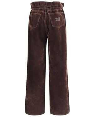 Miu Miu Pantaloni Velvet Chambray - Brown