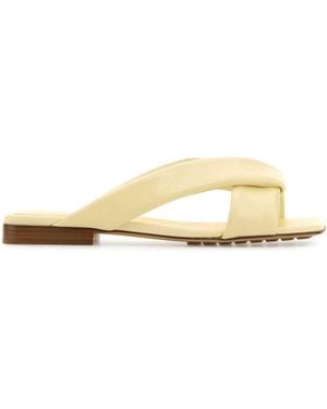 Bottega Veneta Pastel Leather Riva Slippers - Natural