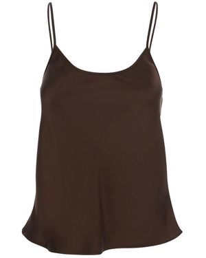 Plain Top With Spaghetti Straps - Brown