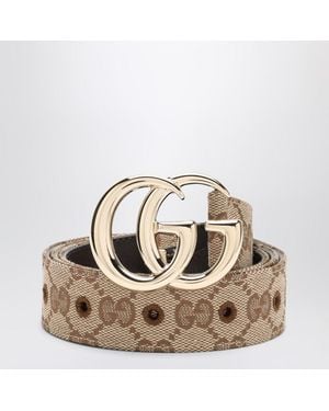 Gucci Gg Marmont Thin Belt In Gg Supreme - Natural