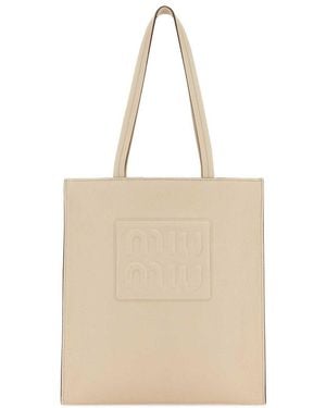 Miu Miu Sand Leather Shopping Bag - Natural