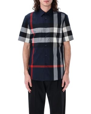 Burberry Check Cotton Shirt - Blue