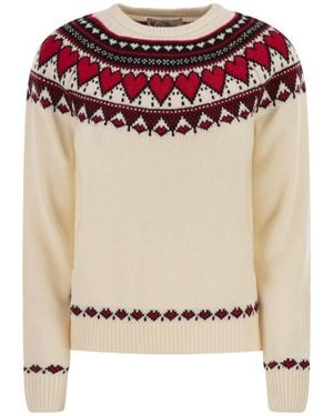 Mc2 Saint Barth Nordic-Style Heart Pattern Sweater - White
